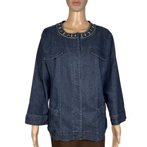 JM Collection Embellished Denim Jacket Size 14